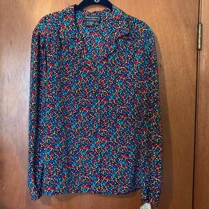 Leslie Fay Haberdashery Geometric Blouse Sz 10